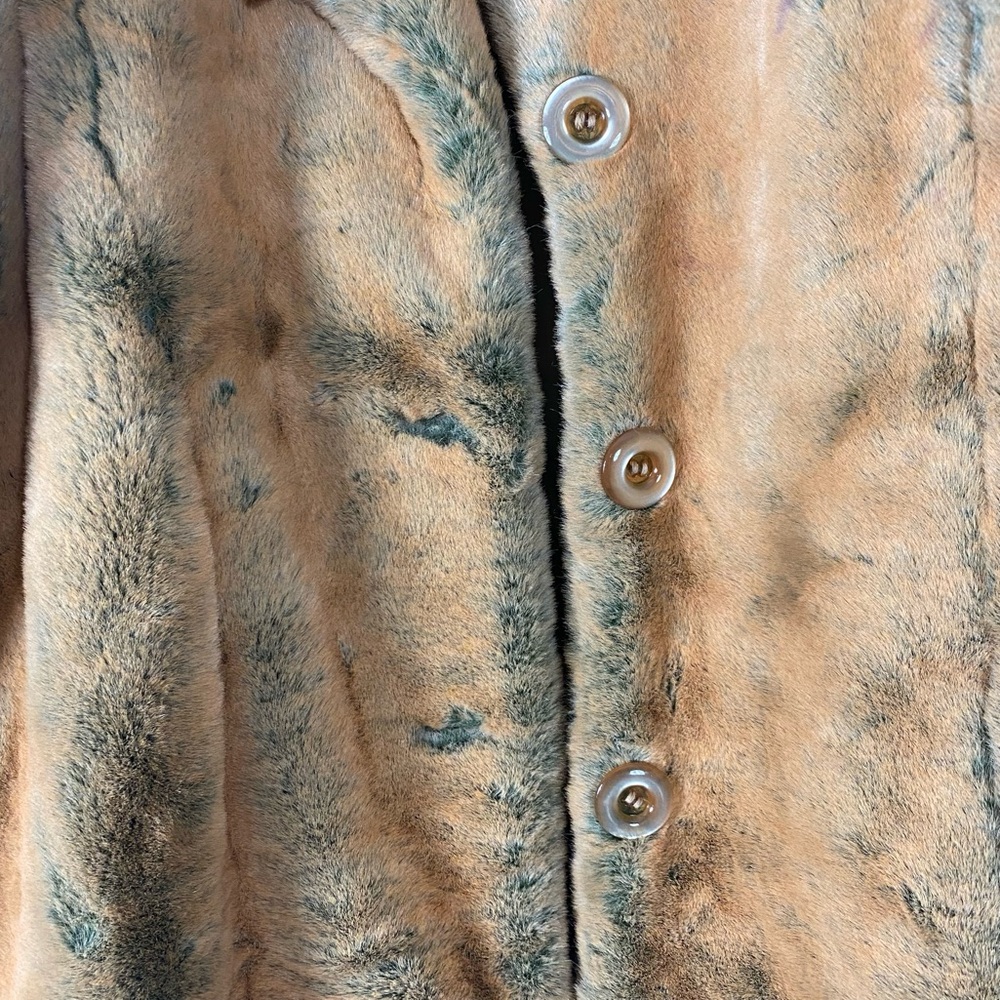 VINTAGE ANTHROPOLOGIE Oversized Faux Fur Coat Orange Brown with Gray hues - M - Picture 5 of 14